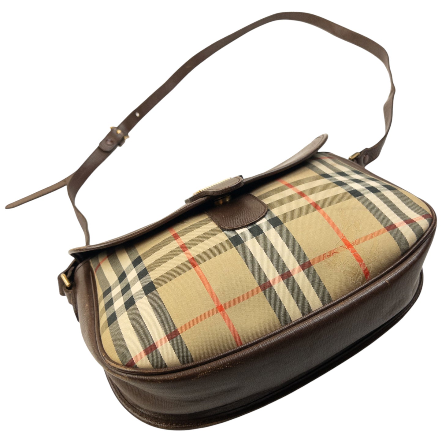 Vintage 90s Burberry Nova Check Leather Crossbody Bag