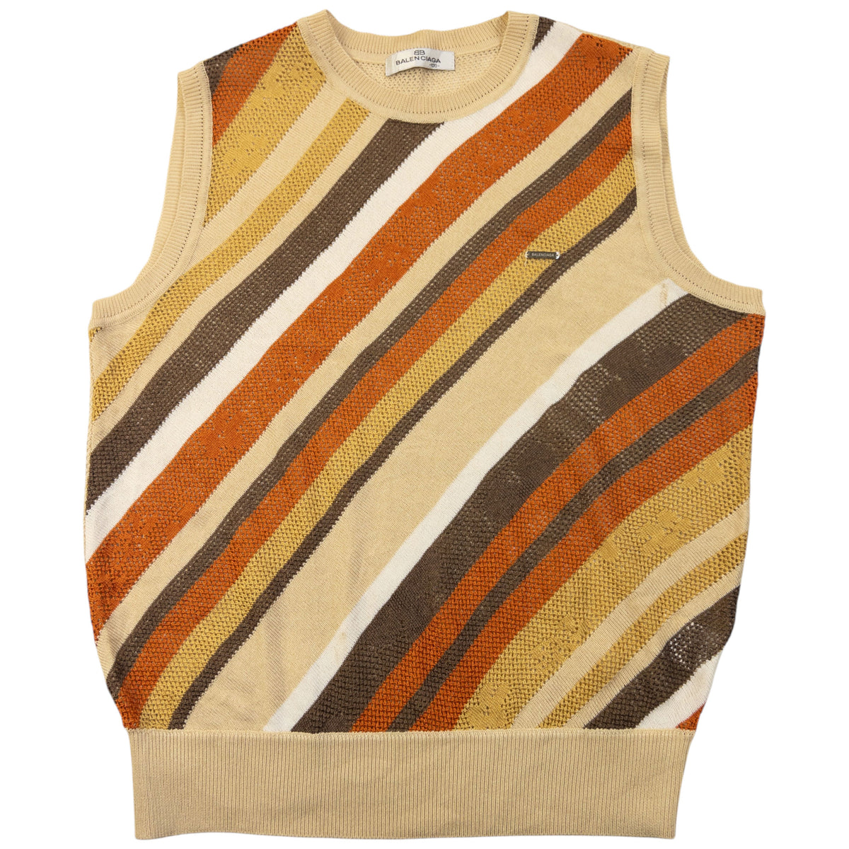 Vintage 90s Balenciaga Striped Knit Sweater Vest Womens Size M
