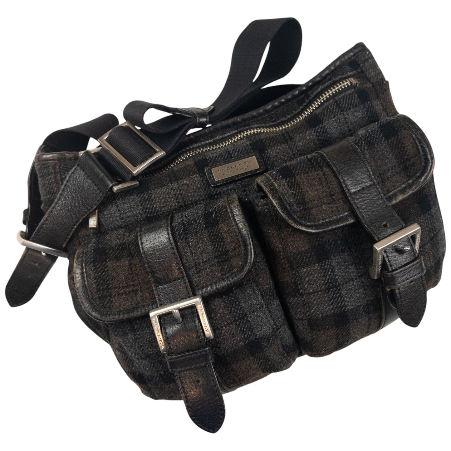 Vintage Burberry Nova Check Wool Crossbody Bag