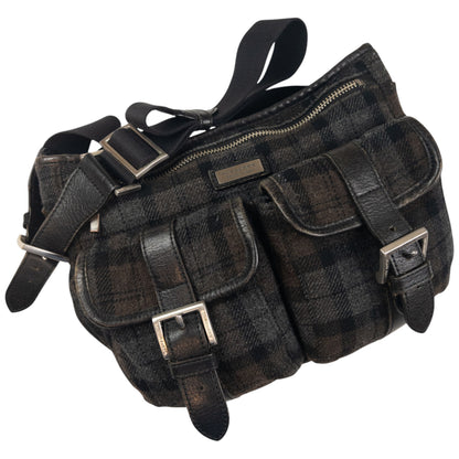 Vintage Burberry Nova Check Wool Crossbody Bag