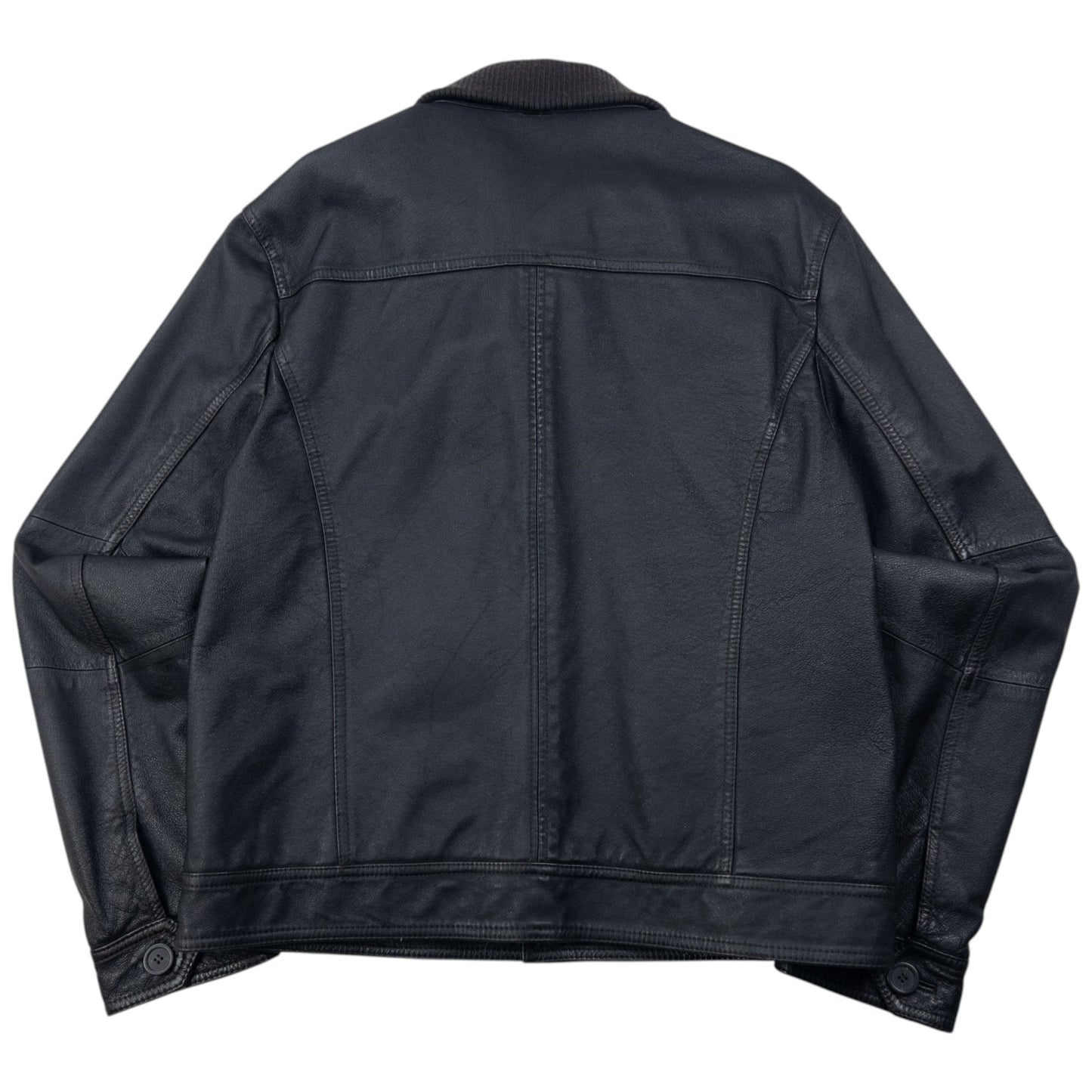 Vintage 2000s Armani Jeans Button Up Leather Jacket Size M