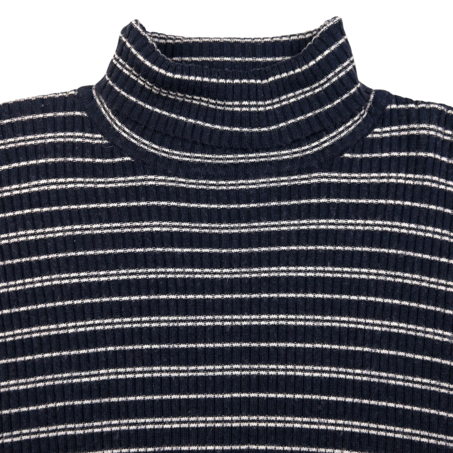 Vintage YSL Yves Saint Laurent Striped Ribbed Turtleneck Jumper Size M