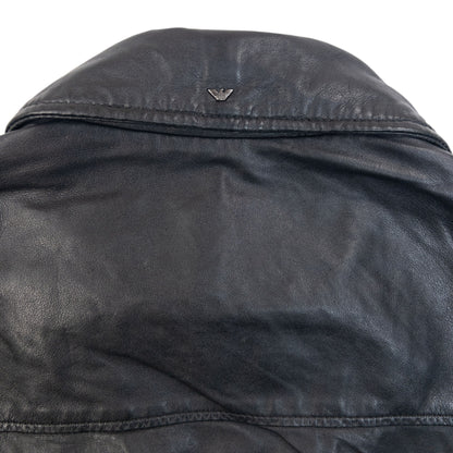 Vintage Armani Jeans Zip Up Leather Jacket Womens Size M