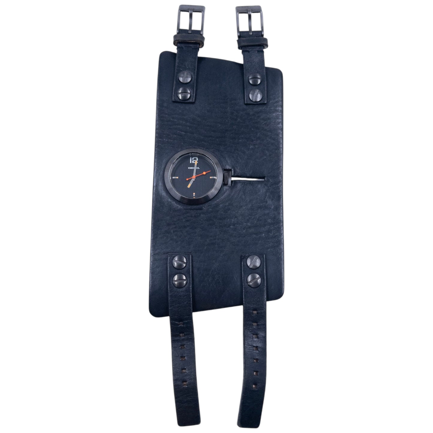 Vintage 2000s Diesel Double Buckle Leather Cuff Watch