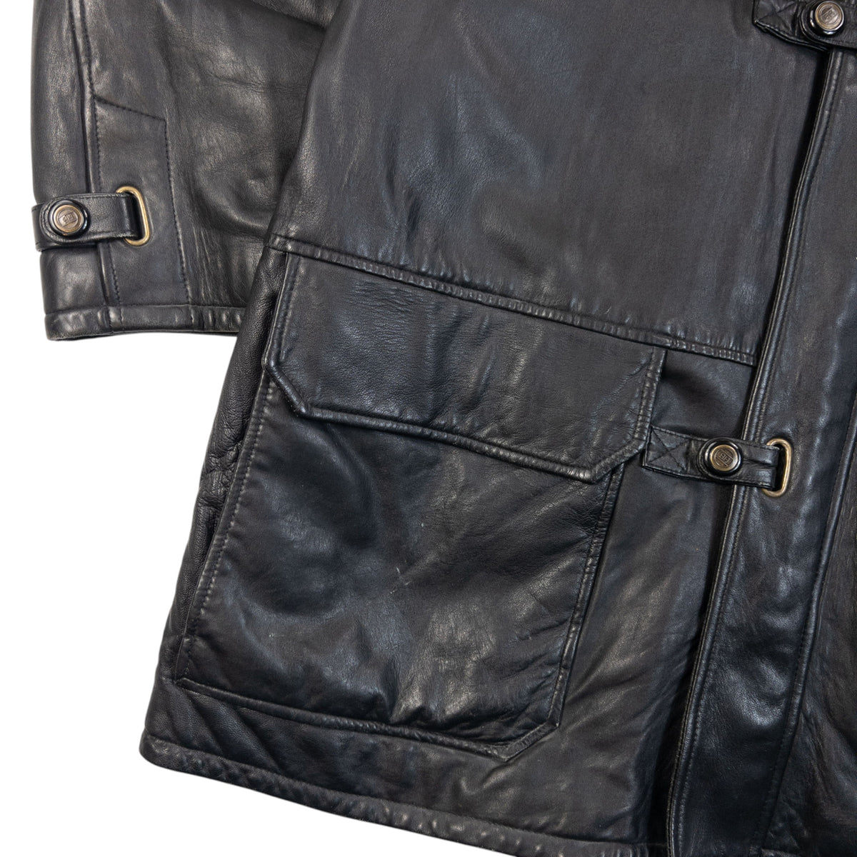 Vintage 90s Hugo Boss Zip Up Clasp Leather Jacket Size XXL