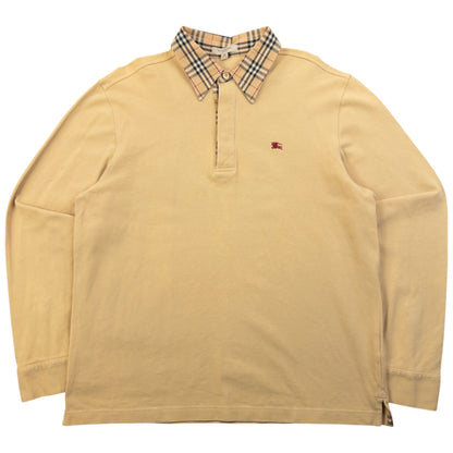 Vintage 2000s Burberry Nova Check Collar Long Sleeve Polo Shirt Size S