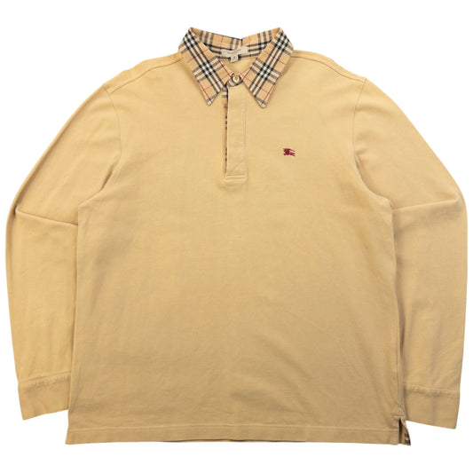 Vintage 2000s Burberry Nova Check Collar Long Sleeve Polo Shirt Size S