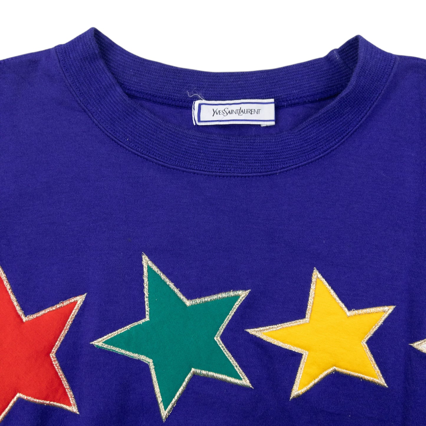 Vintage YSL Yves Saint Laurent Embroidered Star Sweatshirt Womens Size M