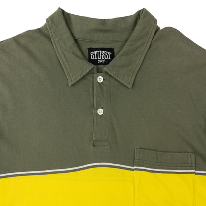 Vintage Stussy Colour Block Polo Shirt Size L