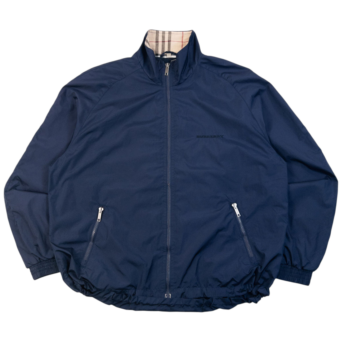 Vintage 2000s Burberry Zip Up Jacket in navy (nylon), embroidered logo