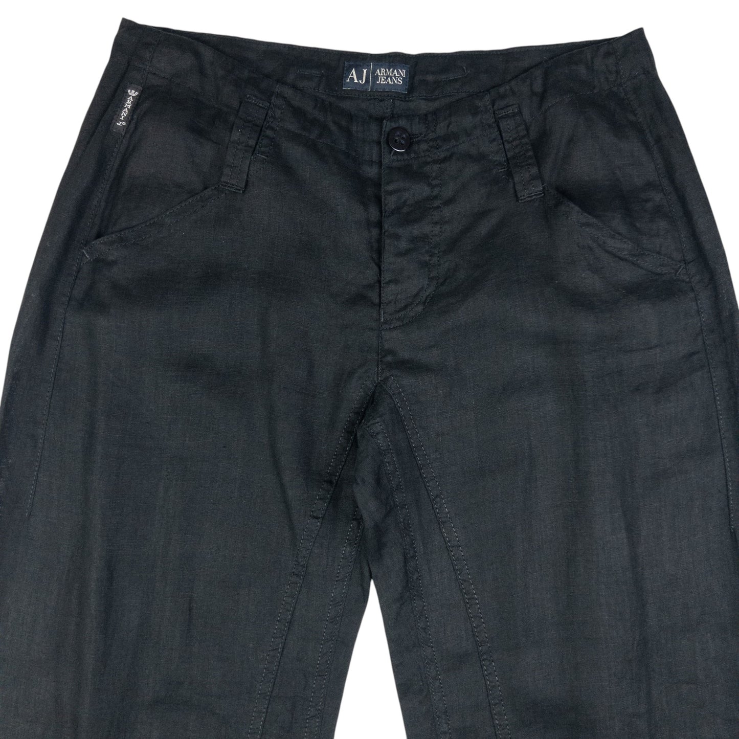 Vintage Armani Jeans Zip Detail Linen Trousers Size W31