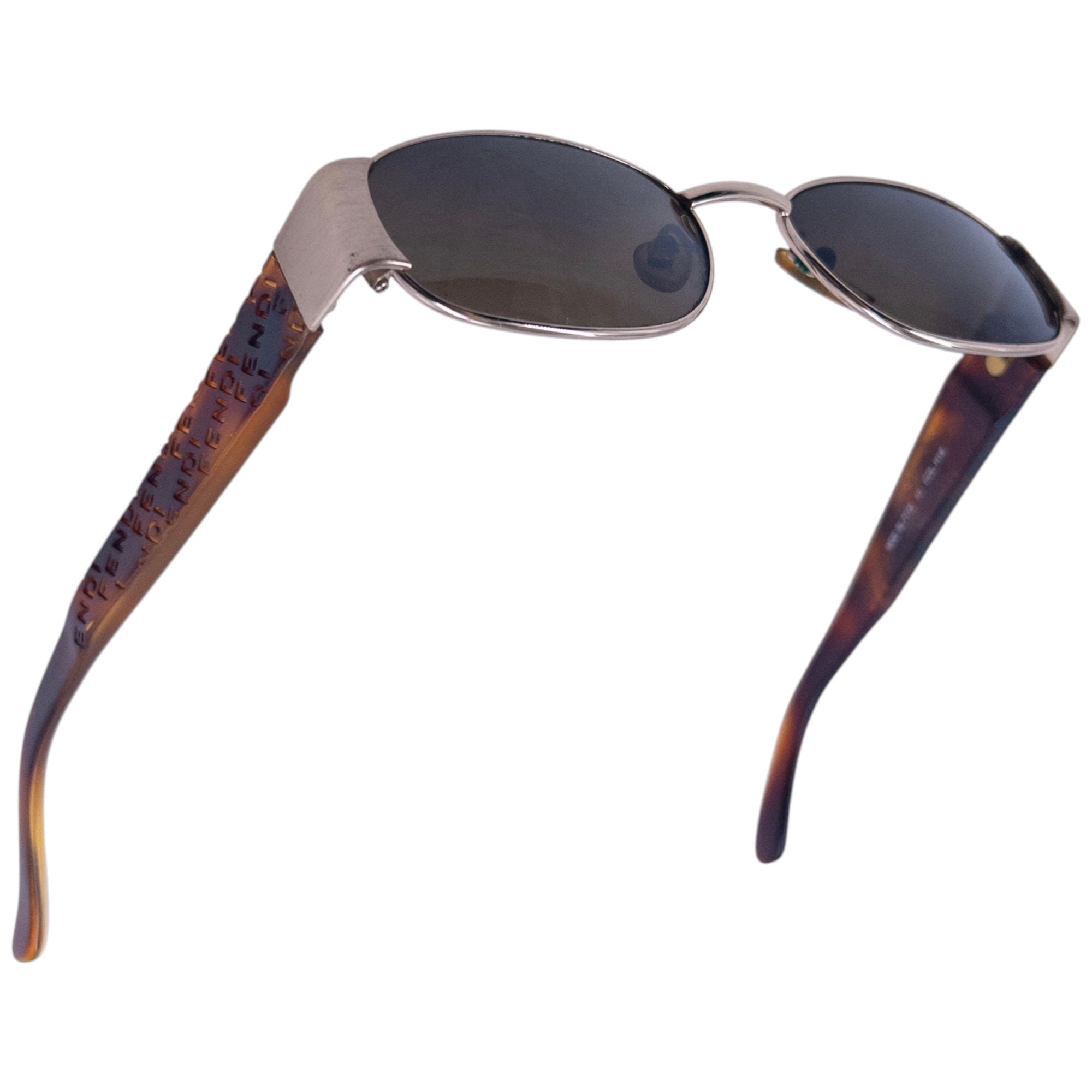 Vintage 90s Fendi Embossed Monogram Tortoise Shell Sunglasses