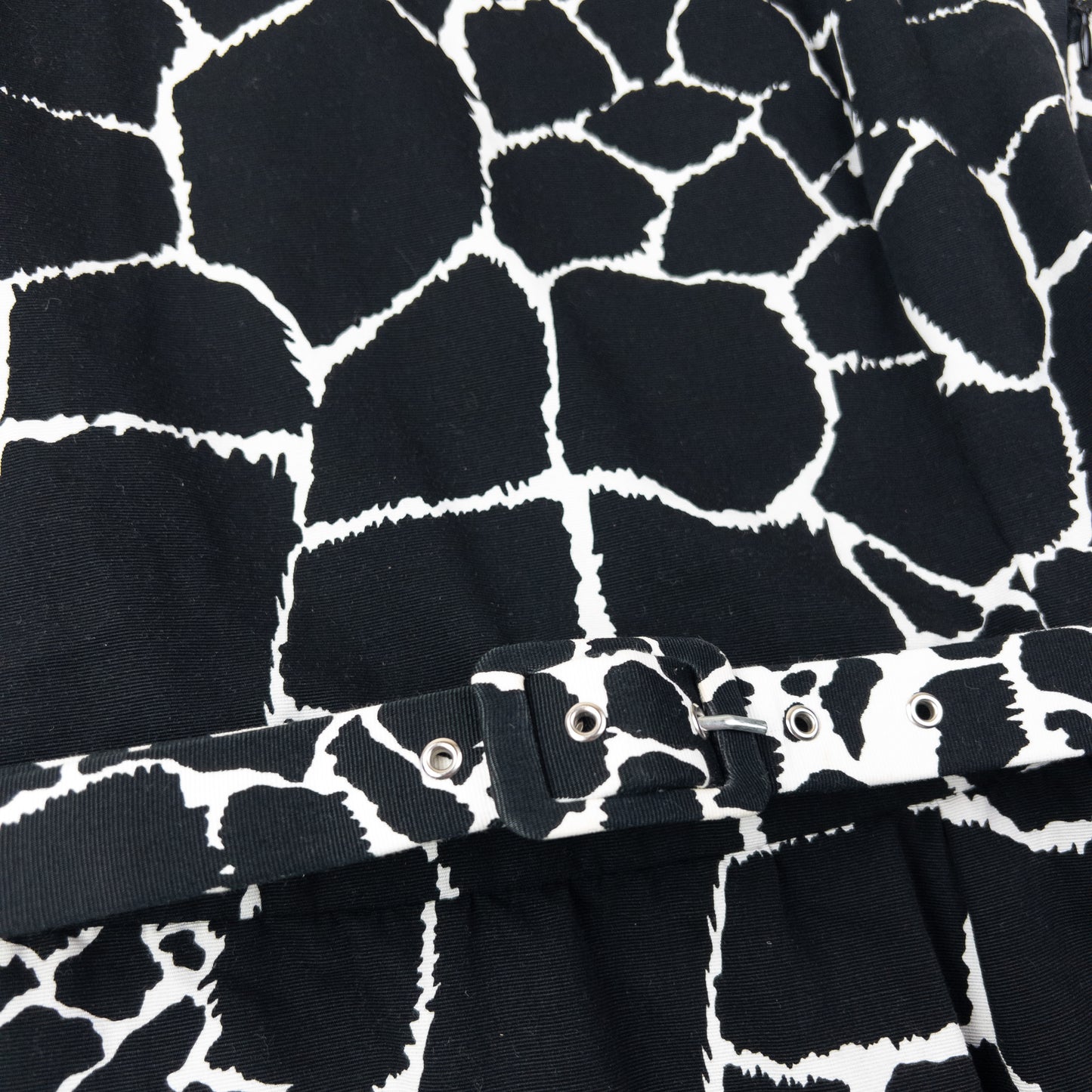 Vintage 80s YSL Yves Saint Laurent Giraffe Print Belt Waist Dress Womens Size L