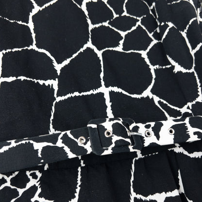 Vintage 80s YSL Yves Saint Laurent Giraffe Print Belt Waist Dress Womens Size L