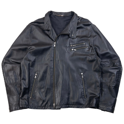 Vintage 2000s Versace Classic Zip Up Leather Jacket Size L