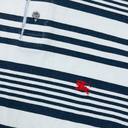 Vintage 90s Burberry Striped Long Sleeve Polo Shirt Size L