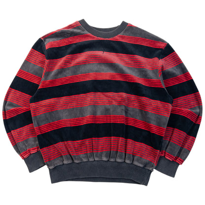 Vintage 80s YSL Yves Saint Laurent Striped Velour Sweatshirt Womens Size S