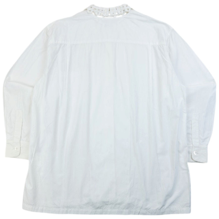 Vintage 80s Issey Miyake I.S. Crochet Collar Long Sleeve Button Up Shirt Size S