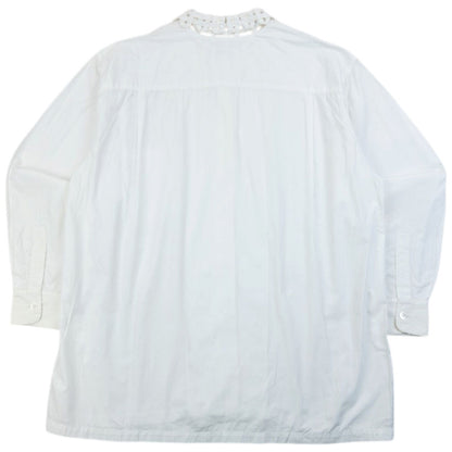 Vintage 80s Issey Miyake I.S. Crochet Collar Long Sleeve Button Up Shirt Size S