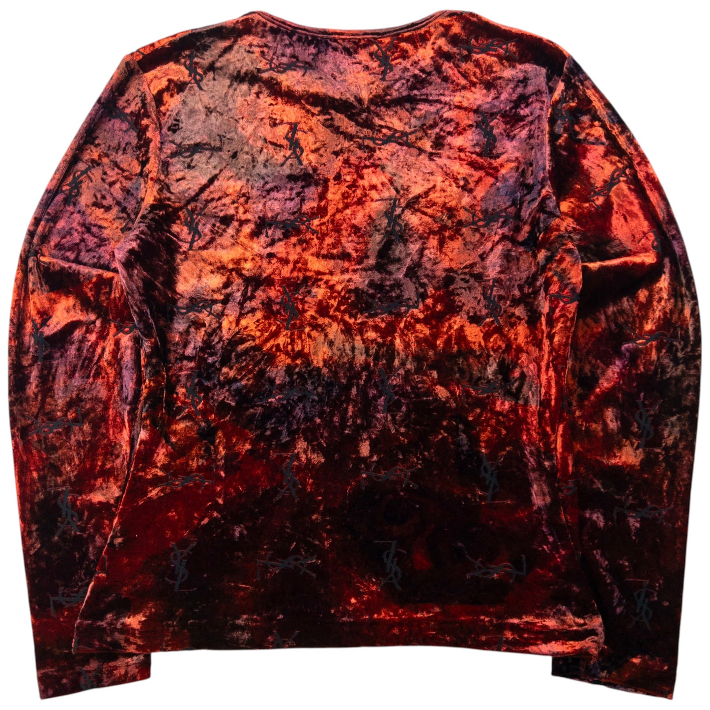 Vintage 80s YSL Yves Saint Laurent Velour Monogram Long Sleeved Top Womens Size S