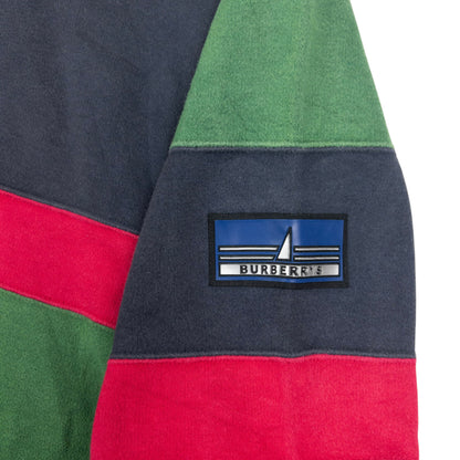 Vintage Burberry Q Zip Striped Sweatshirt Size L