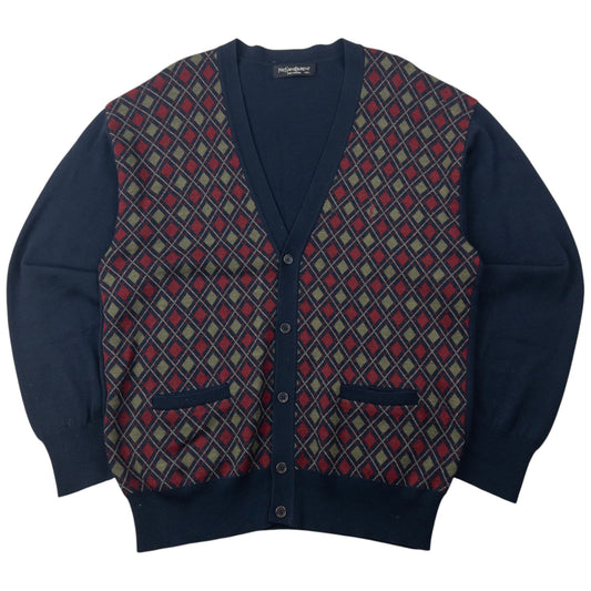 Vintage 90s YSL Yves Saint Laurent Argyle Cardigan Size L
