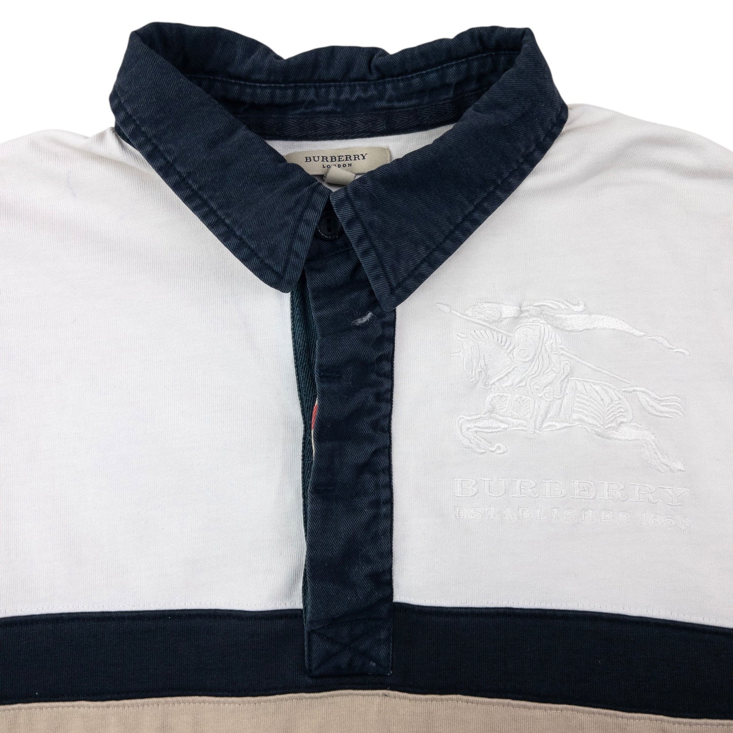 Vintage Burberry Striped Long Sleeve Rugby Polo Shirt Size S