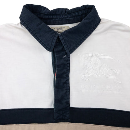 Vintage Burberry Striped Long Sleeve Rugby Polo Shirt Size S