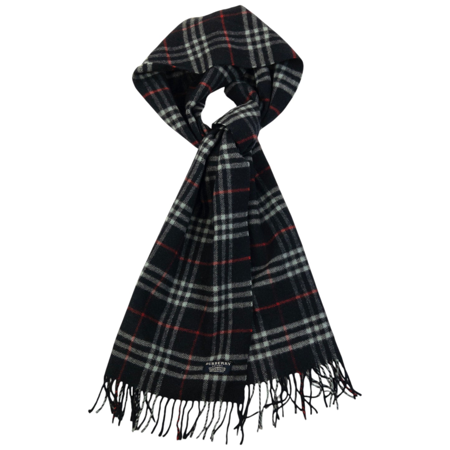 Vintage 2000s Burberry Nova Check Lambswool Tassel Scarf