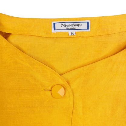Vintage 80s YSL Yves Saint Laurent Puff Sleeve Blouse Womens Size M