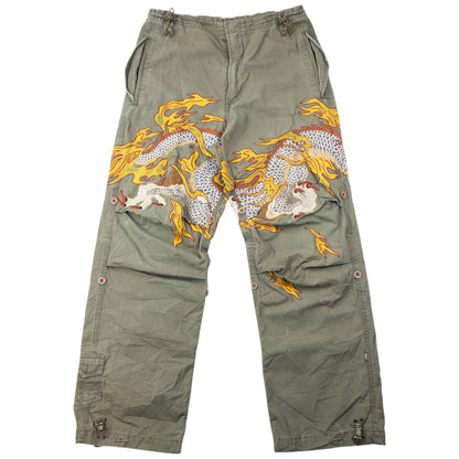 Vintage 2000s Maharishi Embroidered Dragon Roll Up Trousers Size S