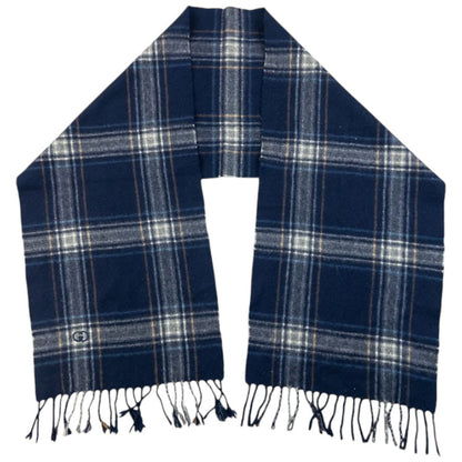 Vintage 80s Gucci Checkered Cashmere Tassel Scarf