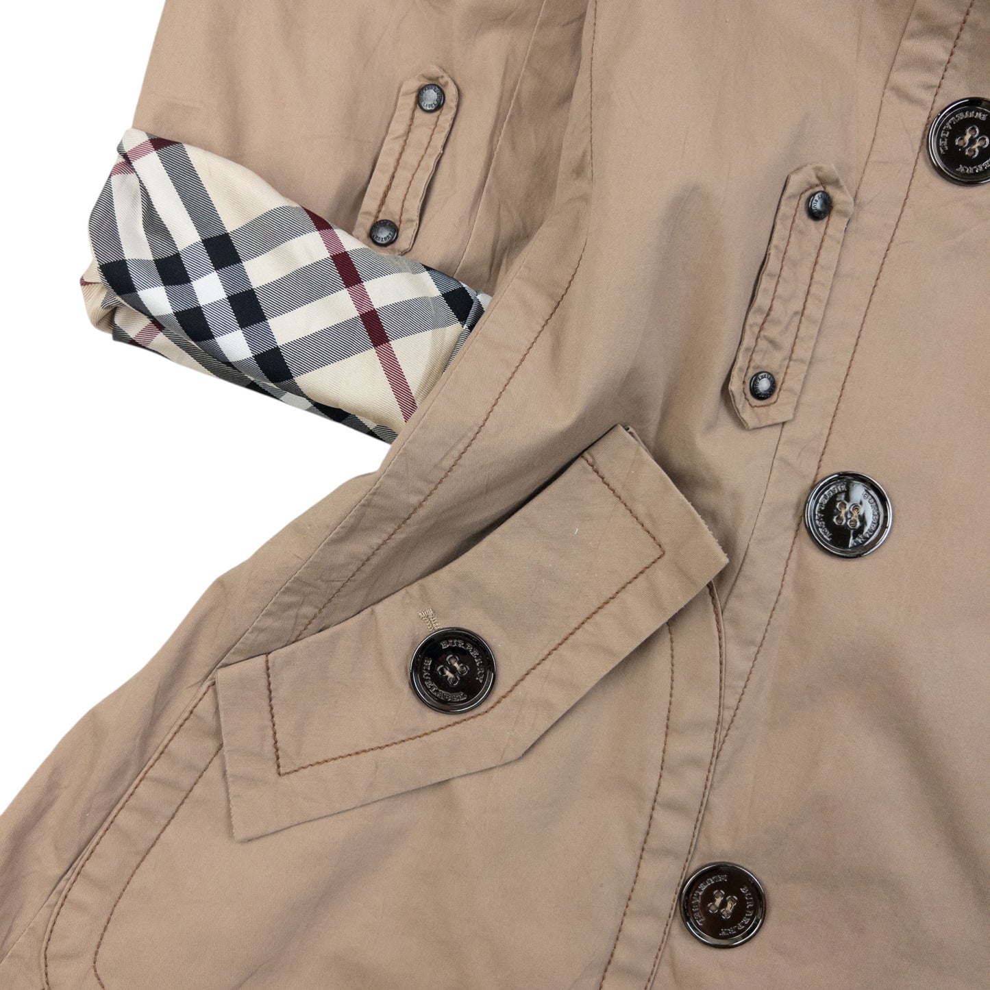 Vintage 2000s Burberry Blue Label Nova Check Lined Trench Jacket Womens Size M