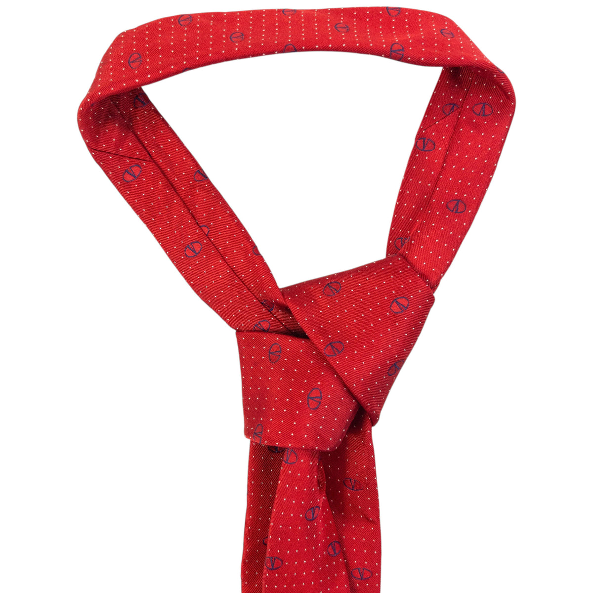 Vintage 90s Valentino Monogram Polka Dot Silk Tie