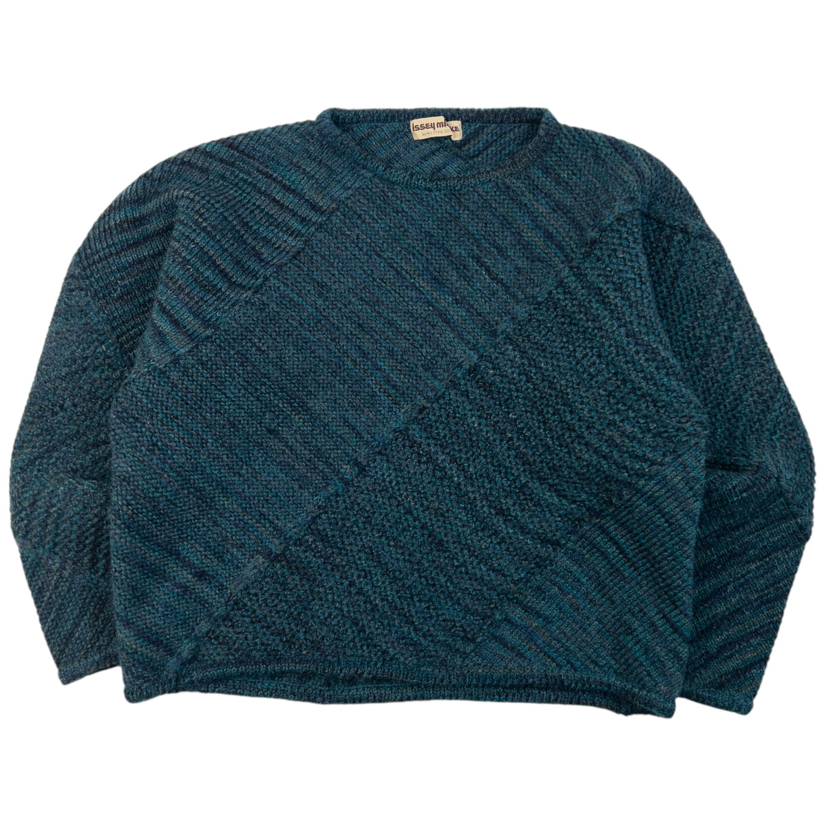 Vintage 80s Issey Miyake Wool Knit Jumper in blue