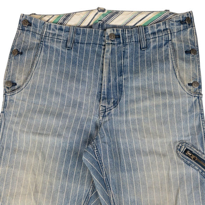 Vintage PPFM Striped Button Detail Denim Jeans Size W35