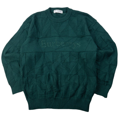 Vintage 90s Burberry Embroidered Wool Knit Jumper Size S