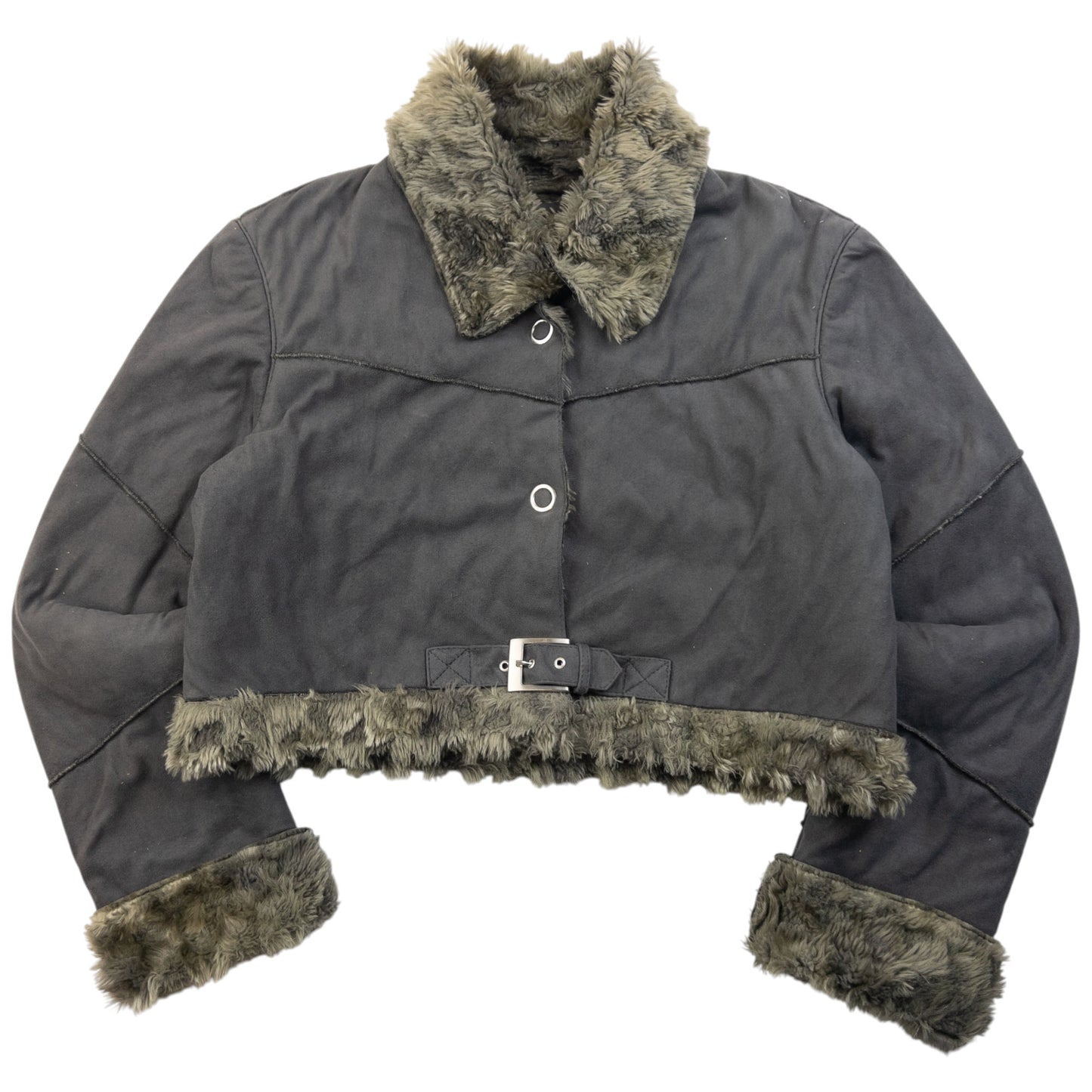 Vintage 2000s Armani Jeans Fur Lined Suede Jacket Womens Size L