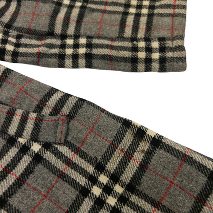 Vintage 90s Burberry Fur Hood Nova Check Wool Duffle Jacket Womens Size M