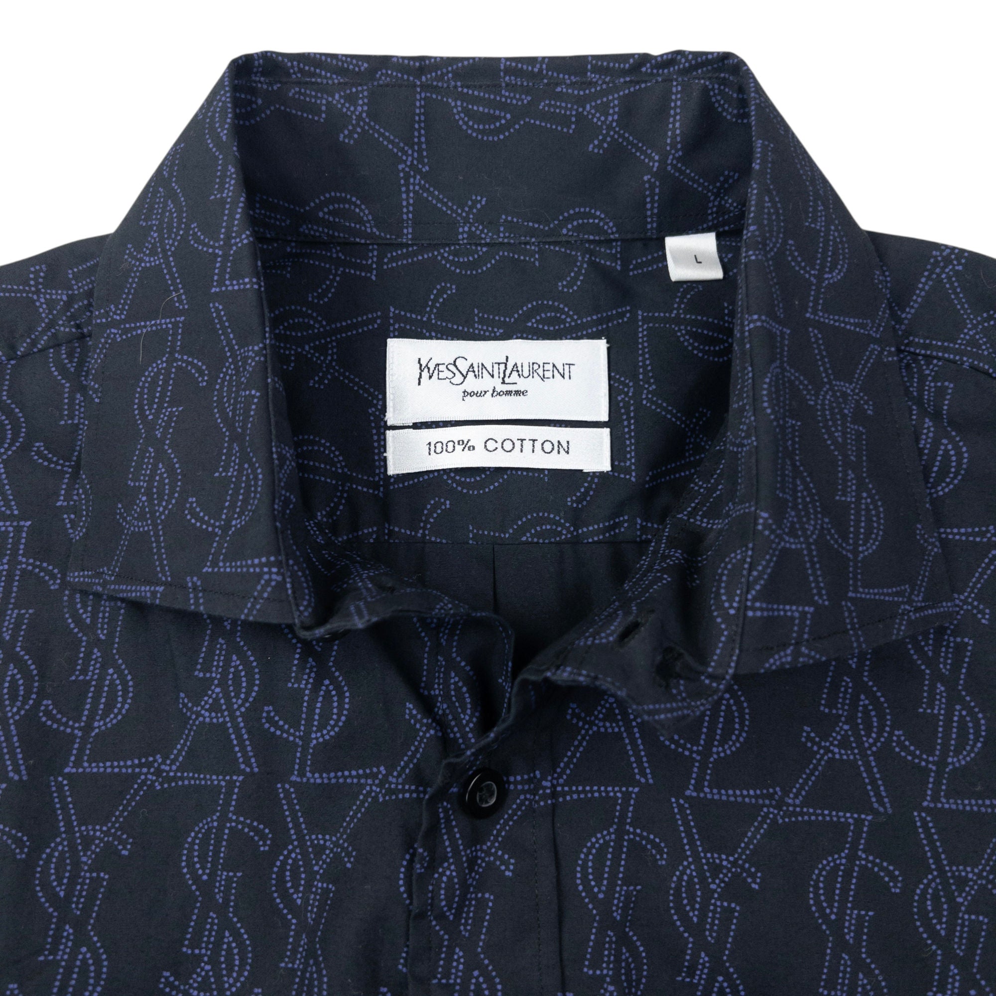 Vintage YSL Yves Saint Laurent Monogram Long Sleeve Button Up Shirt Size L