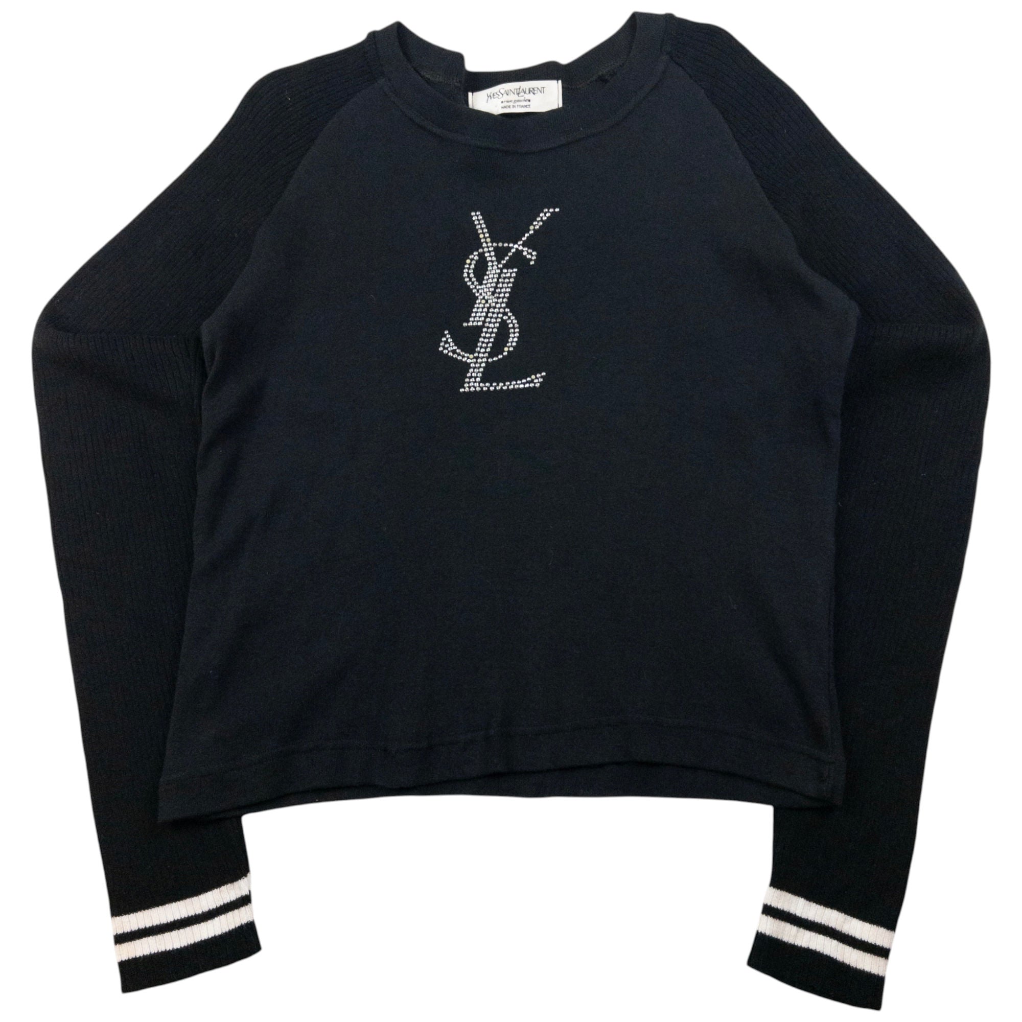 Vintage YSL Yves Saint Laurent Diamonte Long Sleeve T Shirt Womens Size S