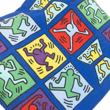 Vintage 1982 Keith Haring Graphic Tote Shoulder Bag in blue (baumwolle), photo 8