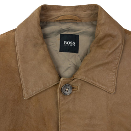 Vintage 90s Hugo Boss Button Up Suede Jacket Size XL