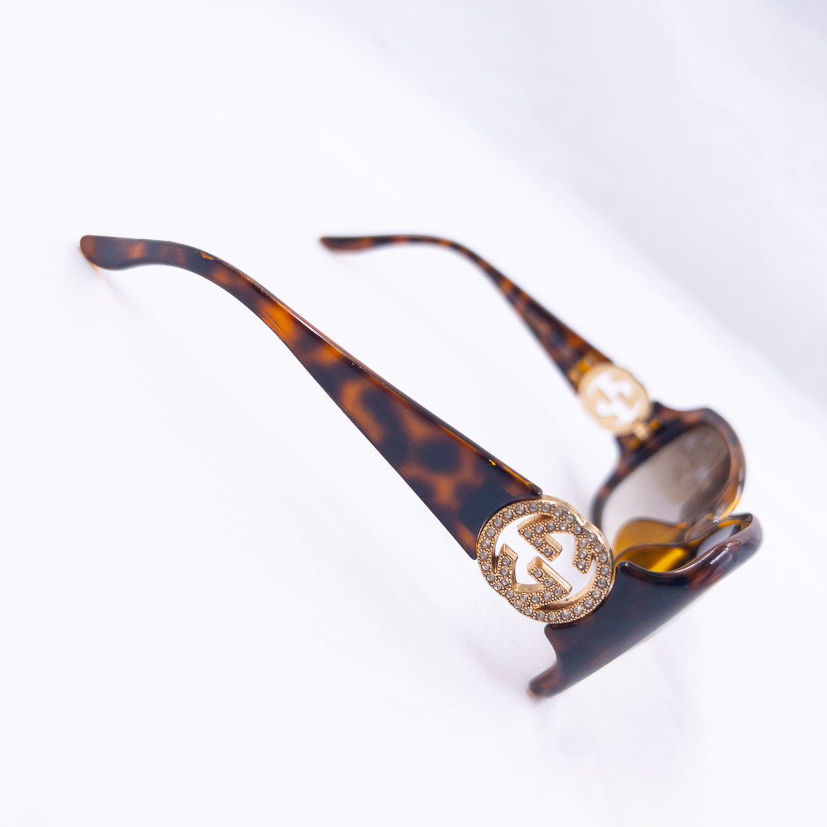 Vintage 2000s Gucci Diamanté Tortoise Shell Sunglasses