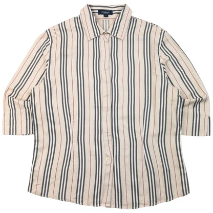 Vintage 2000s Burberry Nova Stripe Button Up Shirt in cream (cotton), grey striped pattern
