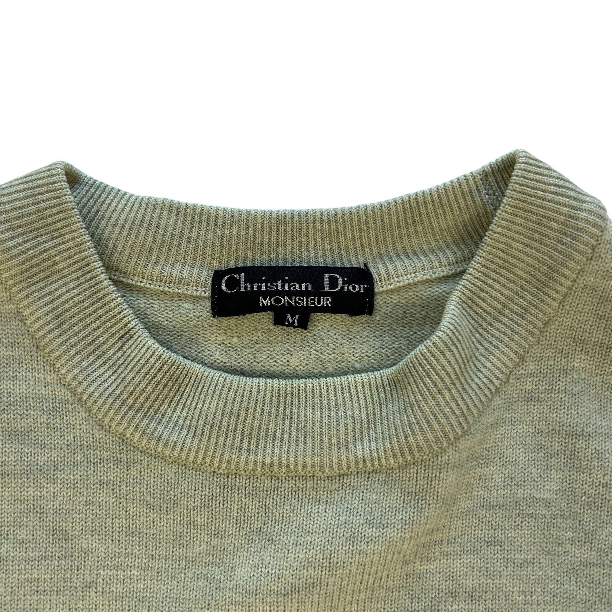 Dior Sweater Green Embroidered Casual Jumper M Cotton 00s
