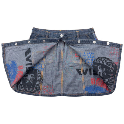 Vintage 2000s Evisu Double Gull Reversible Japanese Denim Mini Skirt Womens Size W29