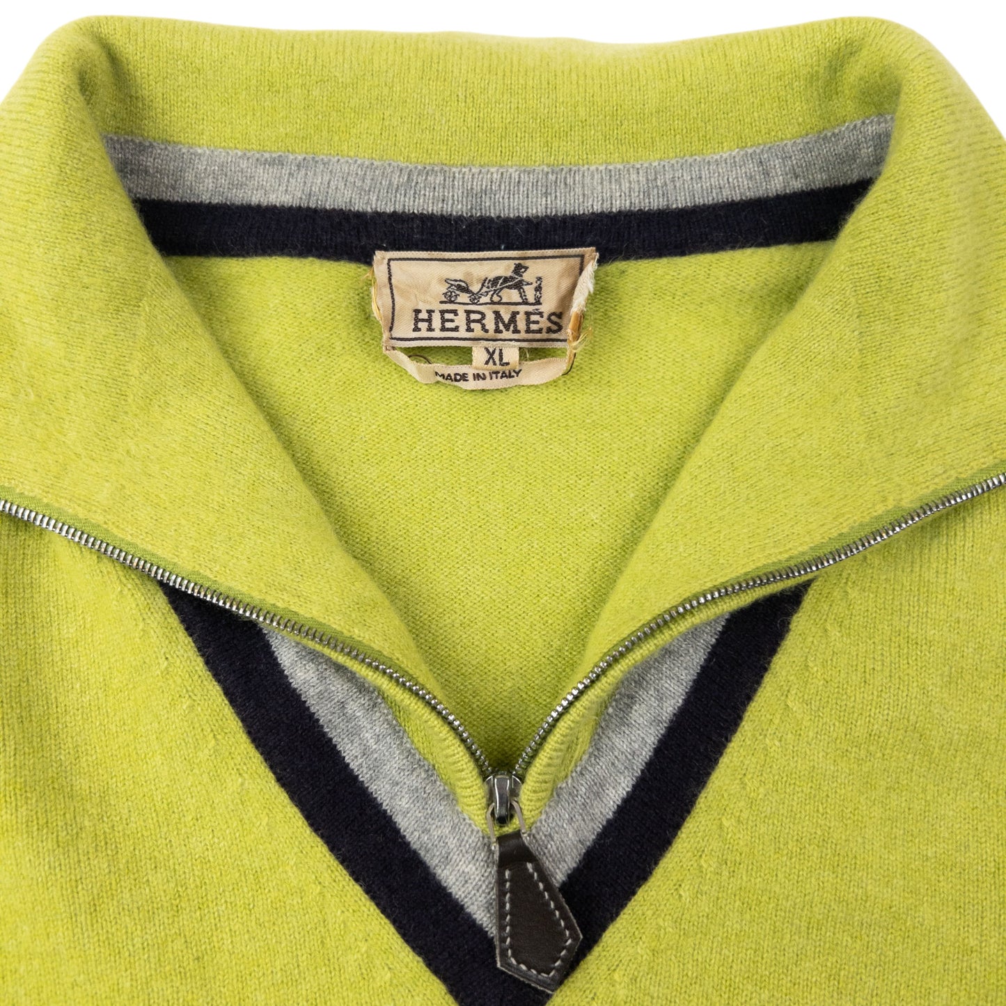 Vintage 90s Hermès Q Zip Cashmere Jumper Size XL