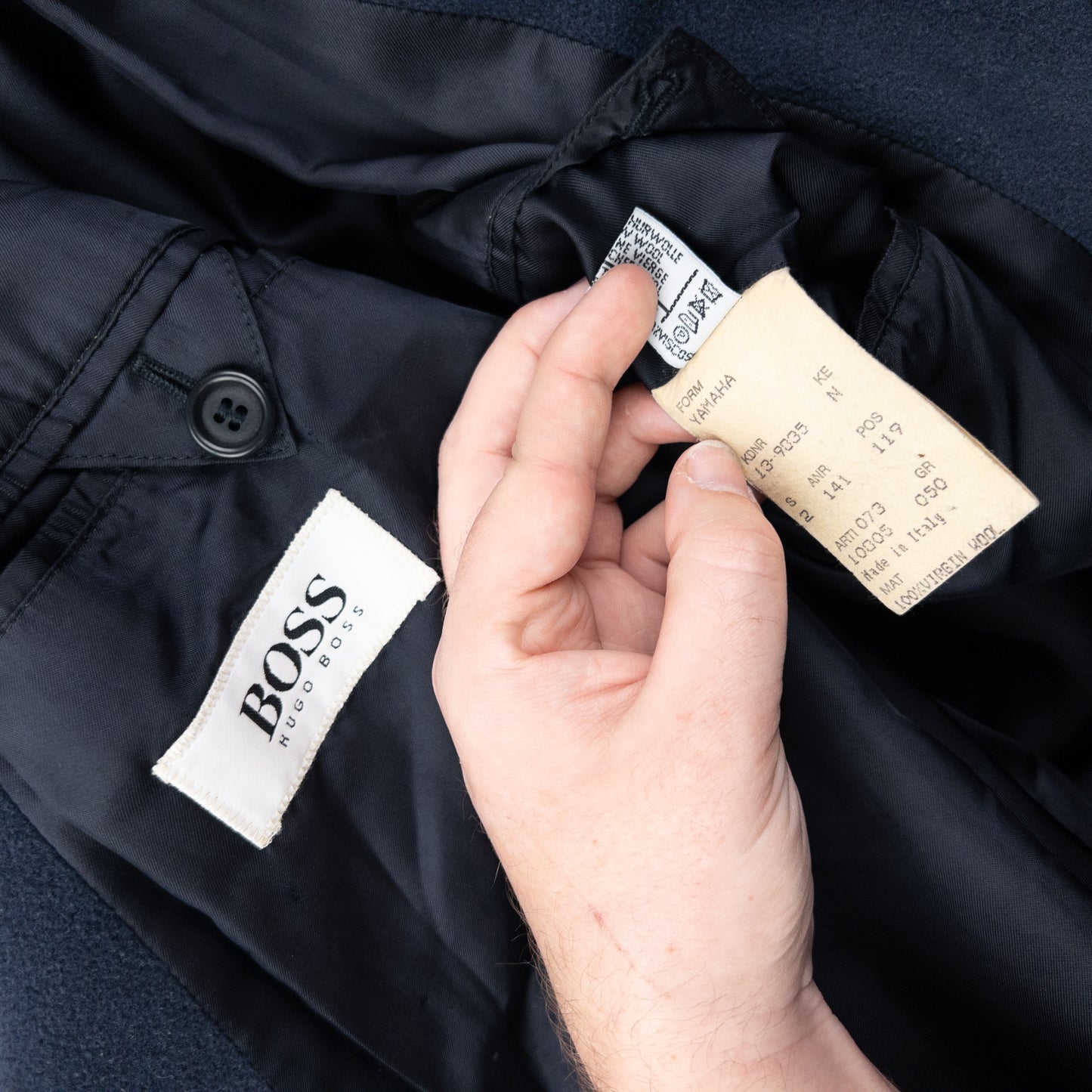 Vintage 90s Hugo Boss Longline Wool Button Up Jacket Size XL