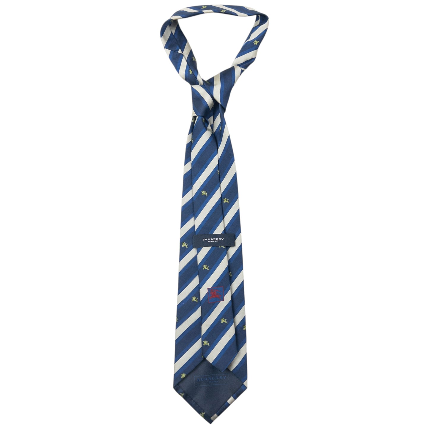 Vintage 2000s Burberry Monogram Striped Silk Tie